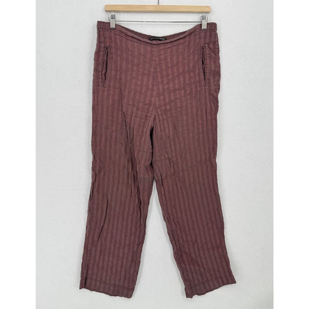 Elemente Clemente Womens Maroon Striped Linen Blend Pull On Trouser Pants Sz 2